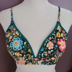 NWT LOFT Beach Embroidered High Waist Boho Bikini Top & Bottom Size M